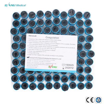 Probówki testowe koagulacji CE ISO Blue Top Glass z 3,2% dodatkiem cytrynianu sodu