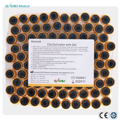Jednorazowe pobieranie krwi z aktywatorem krzepnięcia PET z żelem 13x100mm