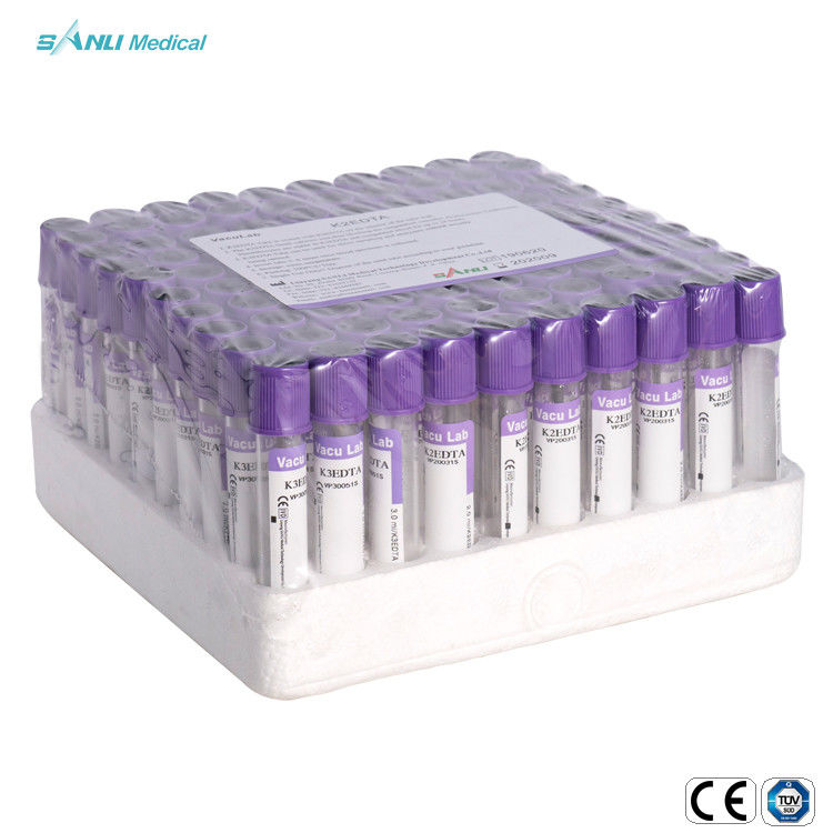 CE ISO Jednorazowa probówka do pobierania krwi z surowicy fioletowa 2 ml 3 ml 4 ml 5 ml probówka EDTA K2 K3